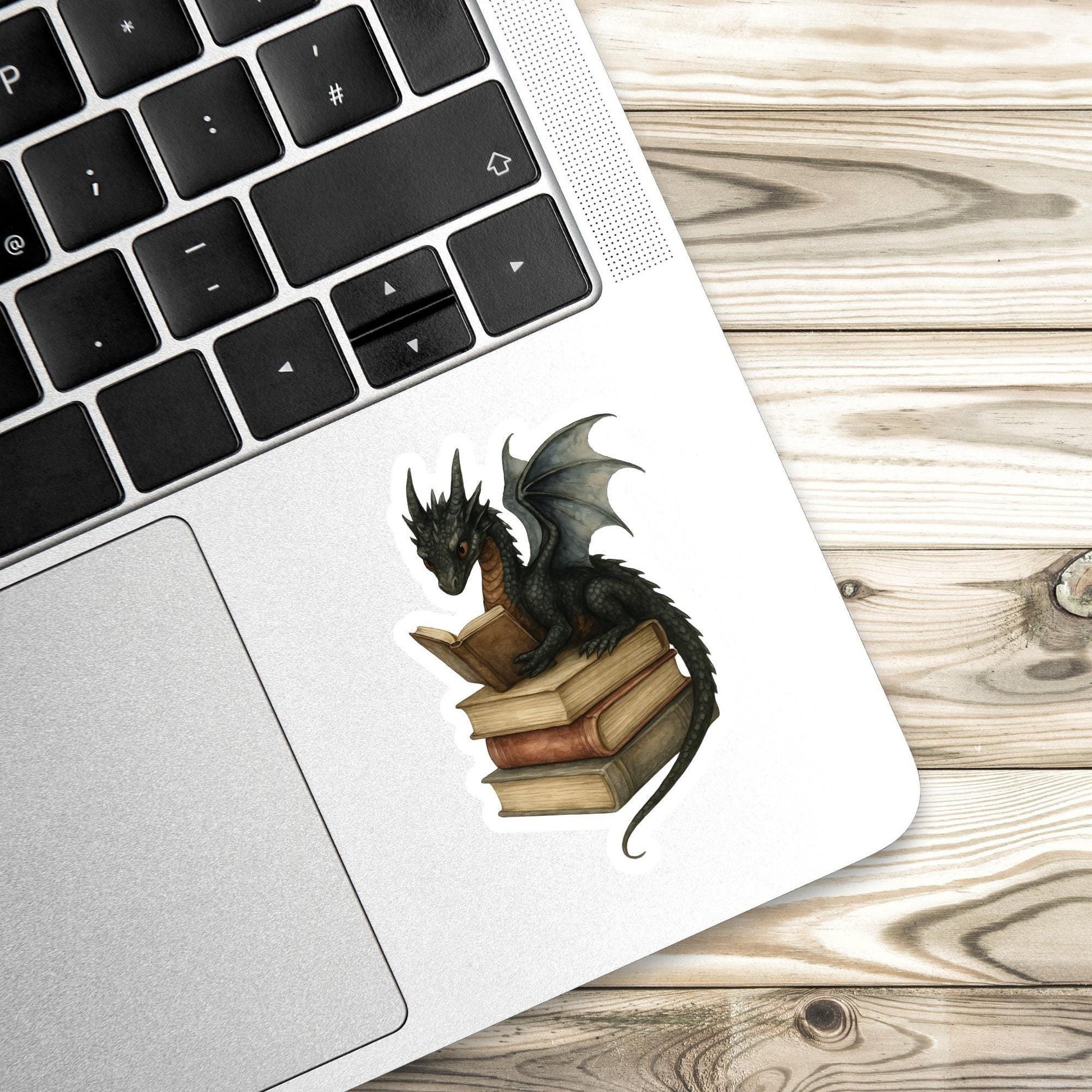 Black Dragon Book Sticker, witch Sticker, gothic sticker, Fantasy Bookish Merch, Book Lover Gift, e-reader Kindle Stickers, Reading Lover,