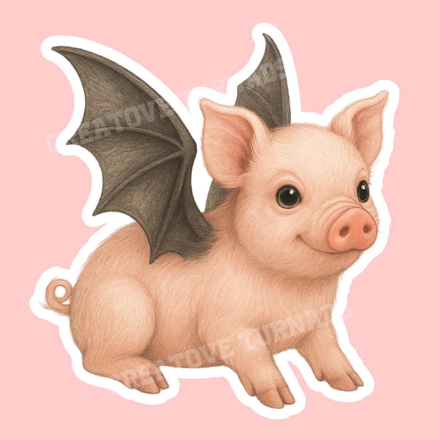 Bat pig Sticker, witchy Sticker, gothic sticker, Fantasy Bookish Merch, Halloween sticker, cute Halloween sticker, spooky sticker, spook art