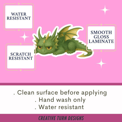 Grumpy Dragon Sticker, dragon Vinyl Sticker, Fantasy Bookish Merch, Book Lover Gift, e-reader sticker, Kindle Stickers, bookish gift