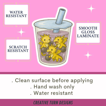 Fantasy boba sticker, Reading sticker, Dragon Book Sticker, fantasy Sticker, Fantasy Bookish Merch, e-reader Kindle Stickers, fantasy gift