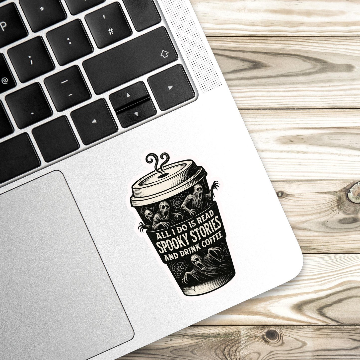 Spooky sticker, Reading sticker, horror sticker, coffee and books, Halloween Sticker, fantasy Sticker, Kindle Stickers, cute Halloween art