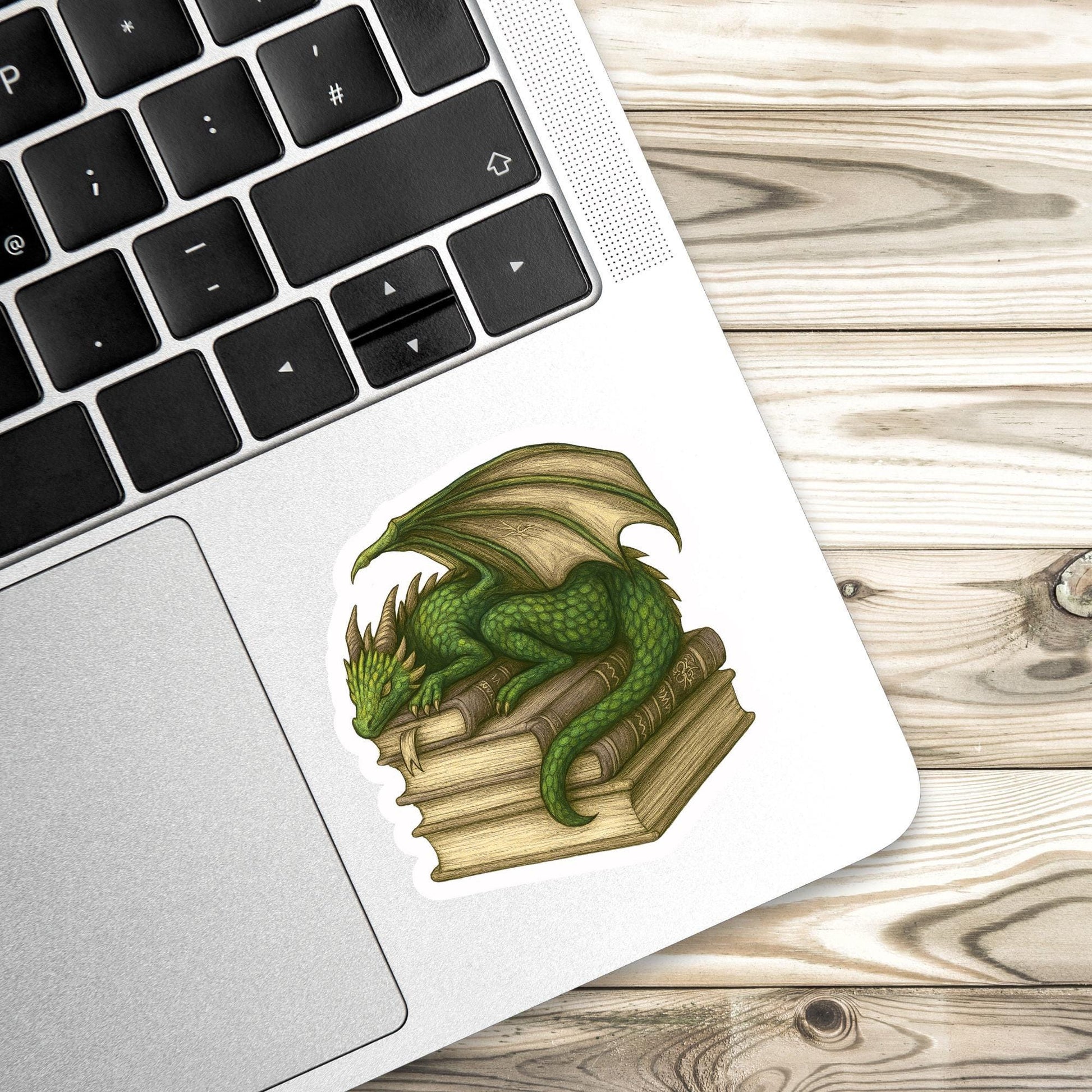Green Dragon Book Sticker, Cute Vinyl Sticker, Fantasy Bookish Merch, Book Lover Gift, e-reader Kindle Stickers, Reading Lover, Booktok