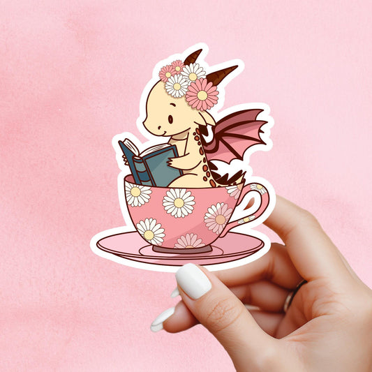 Dragon Book Sticker, dragon sticker, Fantasy Bookish Merch, fantasy sticker, Book Lover Gift, Kindle Stickers, Reading Lover, cute dragon