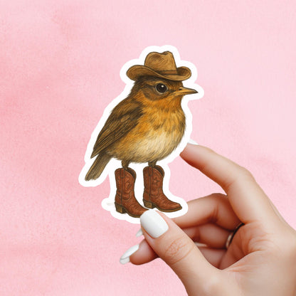 Cowboy wren Sticker, little bird sticker, Wildlife sticker, nature sticker, cowboy boots sticker, bird watcher sticker, woodland sticker