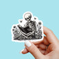 Skeleton reading sticker, kindle sticker, book sticker, kindle sticker, bookish sticker, book stickers, stickers for kindle, book merch