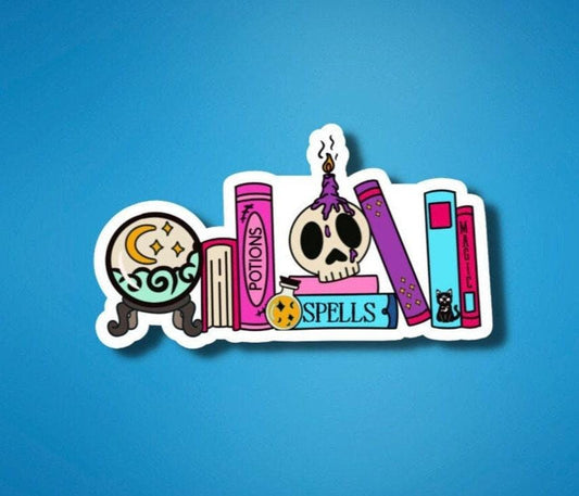 Halloween bookshelf sticker, Kindle sticker, cat sticker, witch bookshelf sticker, bookish sticker, book lover sticker, kindle addict,
