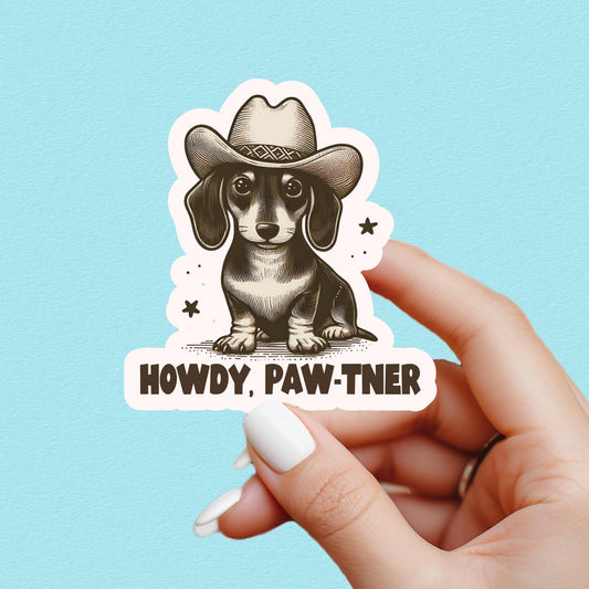 Western sticker, dachshund sticker, cowboy sticker, book sticker, kindle sticker, bookish sticker, book stickers, stickers for kindle