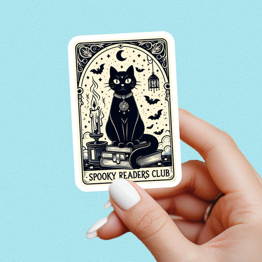 Spooky readers book club sticker, Black cat sticker, Halloween sticker, spooky sticker, book sticker, kindle sticker, bookish sticker,