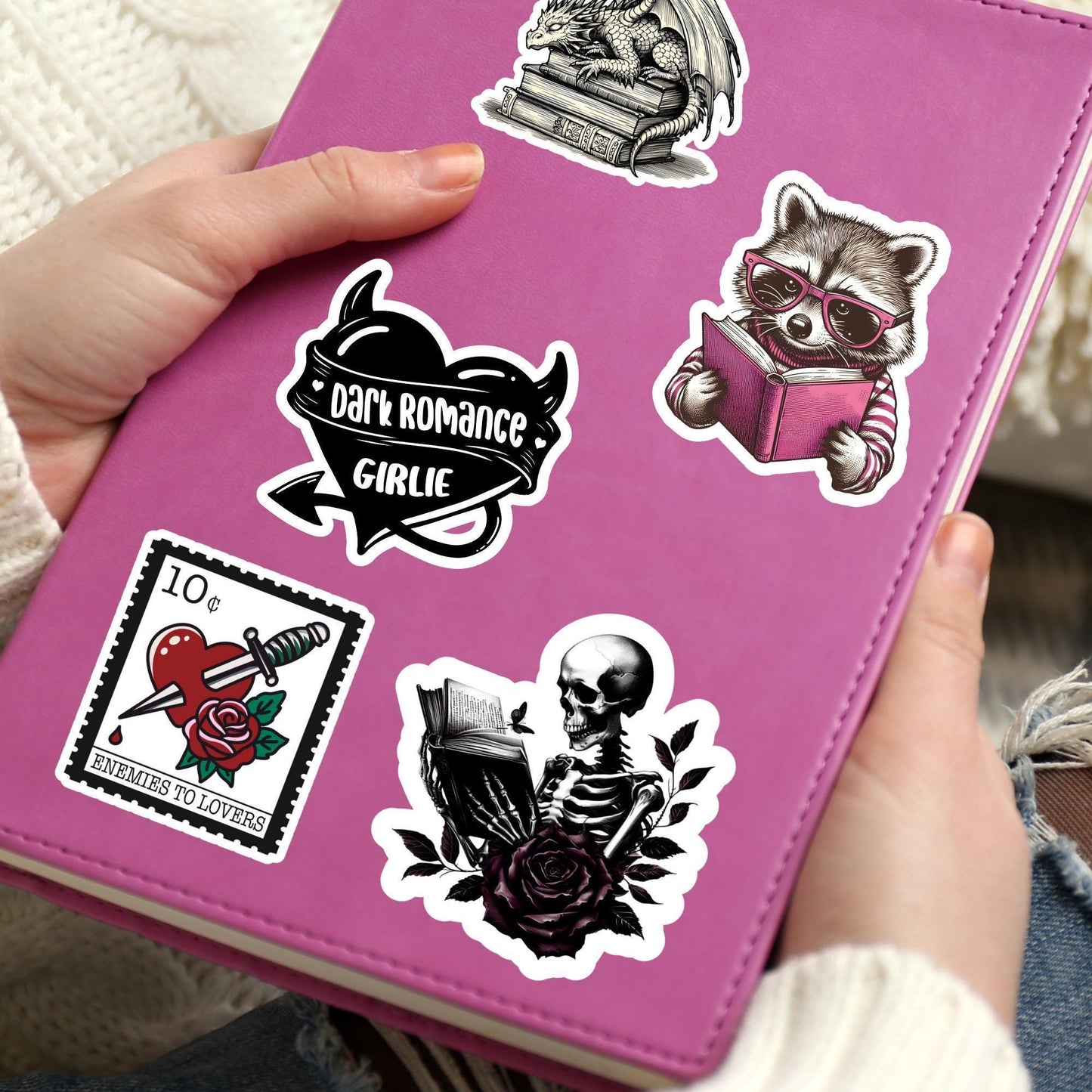 Skeleton reading sticker, dark romance sticker, kindle sticker, kindle sticker, bookish sticker, book stickers, stickers for kindle