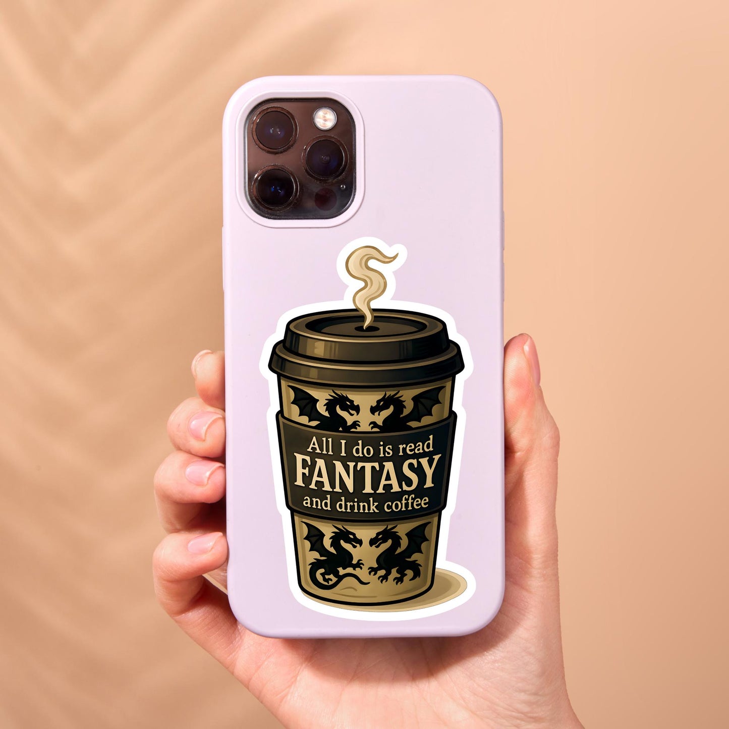 Fantasy coffee sticker, Reading sticker, Dragon Book Sticker, fantasy Sticker, Fantasy Bookish Merch, e-reader Kindle Stickers, fantasy