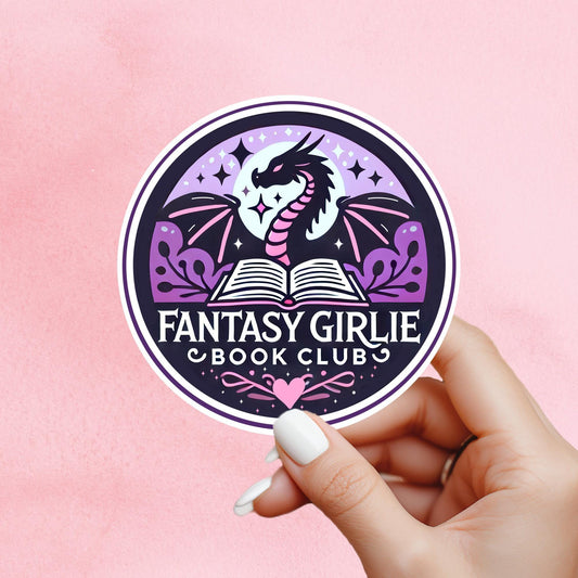 Fantasy girlie sticker, Reading sticker, Dragon Book Sticker, fantasy Sticker, Fantasy Bookish Merch, Kindle Stickers, fantasy book club