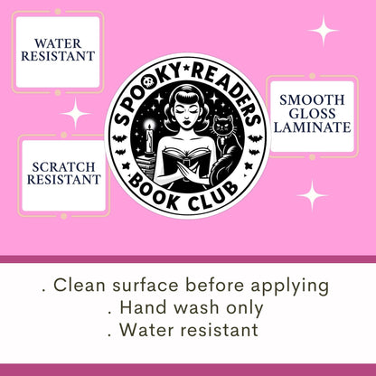 Spooky readers book club sticker, Black cat sticker, Halloween sticker, spooky sticker, book sticker, kindle sticker, bookish sticker,