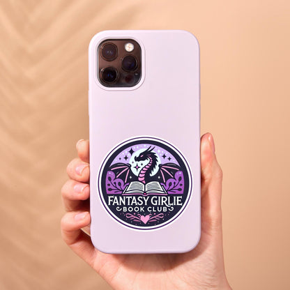 Fantasy girlie sticker, Reading sticker, Dragon Book Sticker, fantasy Sticker, Fantasy Bookish Merch, Kindle Stickers, fantasy book club