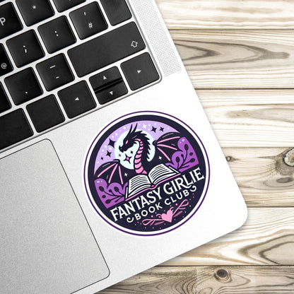Fantasy girlie sticker, Reading sticker, Dragon Book Sticker, fantasy Sticker, Fantasy Bookish Merch, Kindle Stickers, fantasy book club