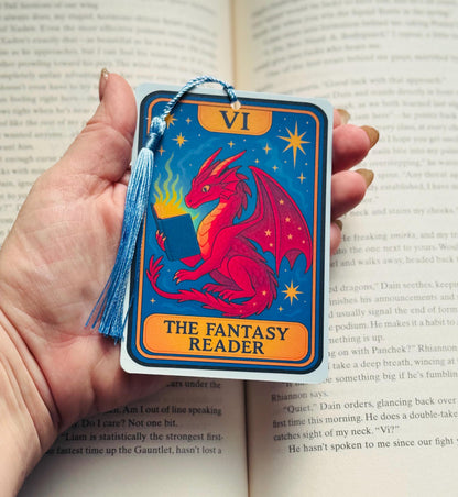 Fantasy reader Tarot card Bookmark, dragon bookmark, holographic bookmark, Gothic Bookmark, Booktok Bookmark, Bookish Gifts for Readers,