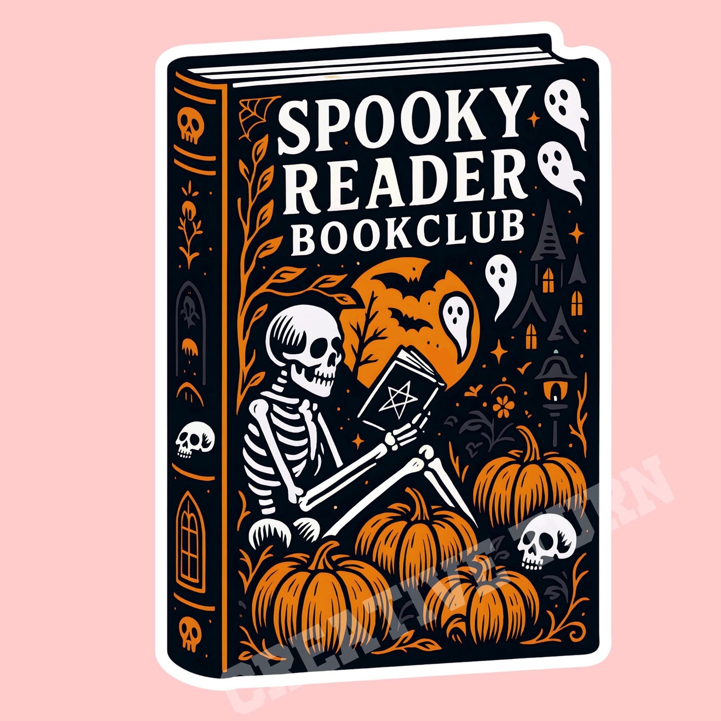 Spooky book sticker, Skeleton sticker, Halloween sticker, fall sticker, kindle sticker, gothic sticker, bookish sticker, spooky reader