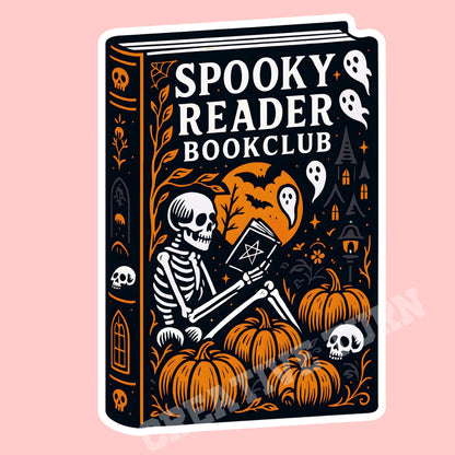 Spooky book sticker, Skeleton sticker, Halloween sticker, fall sticker, kindle sticker, gothic sticker, bookish sticker, spooky reader