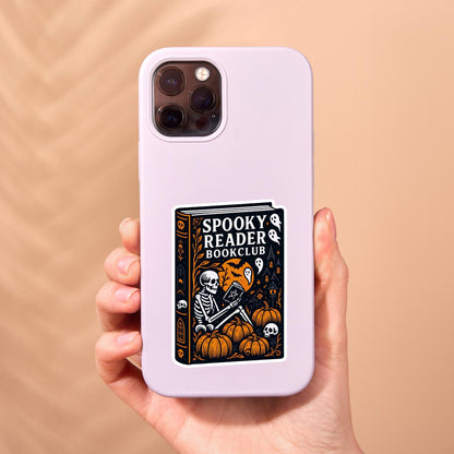 Spooky book sticker, Skeleton sticker, Halloween sticker, fall sticker, kindle sticker, gothic sticker, bookish sticker, spooky reader