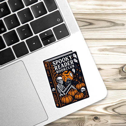 Spooky book sticker, Skeleton sticker, Halloween sticker, fall sticker, kindle sticker, gothic sticker, bookish sticker, spooky reader