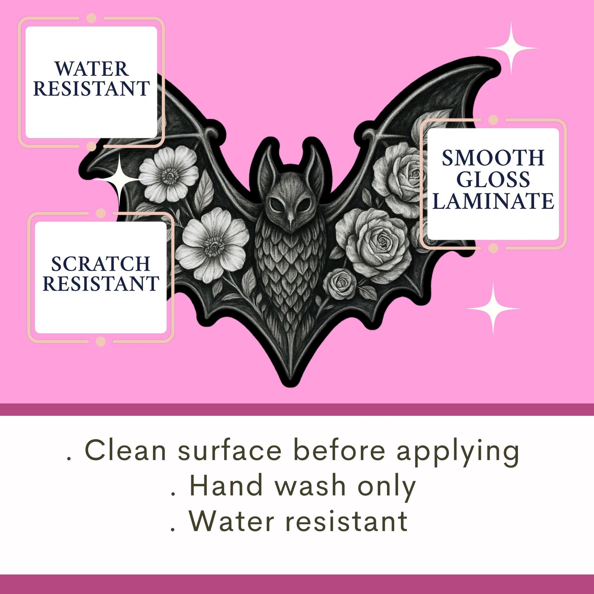 Bat floral sticker, Gothic Sticker, Dark Academia sticker, Dark Romance Theme for your water bottle, laptop sticker, kindle sticker, gothic