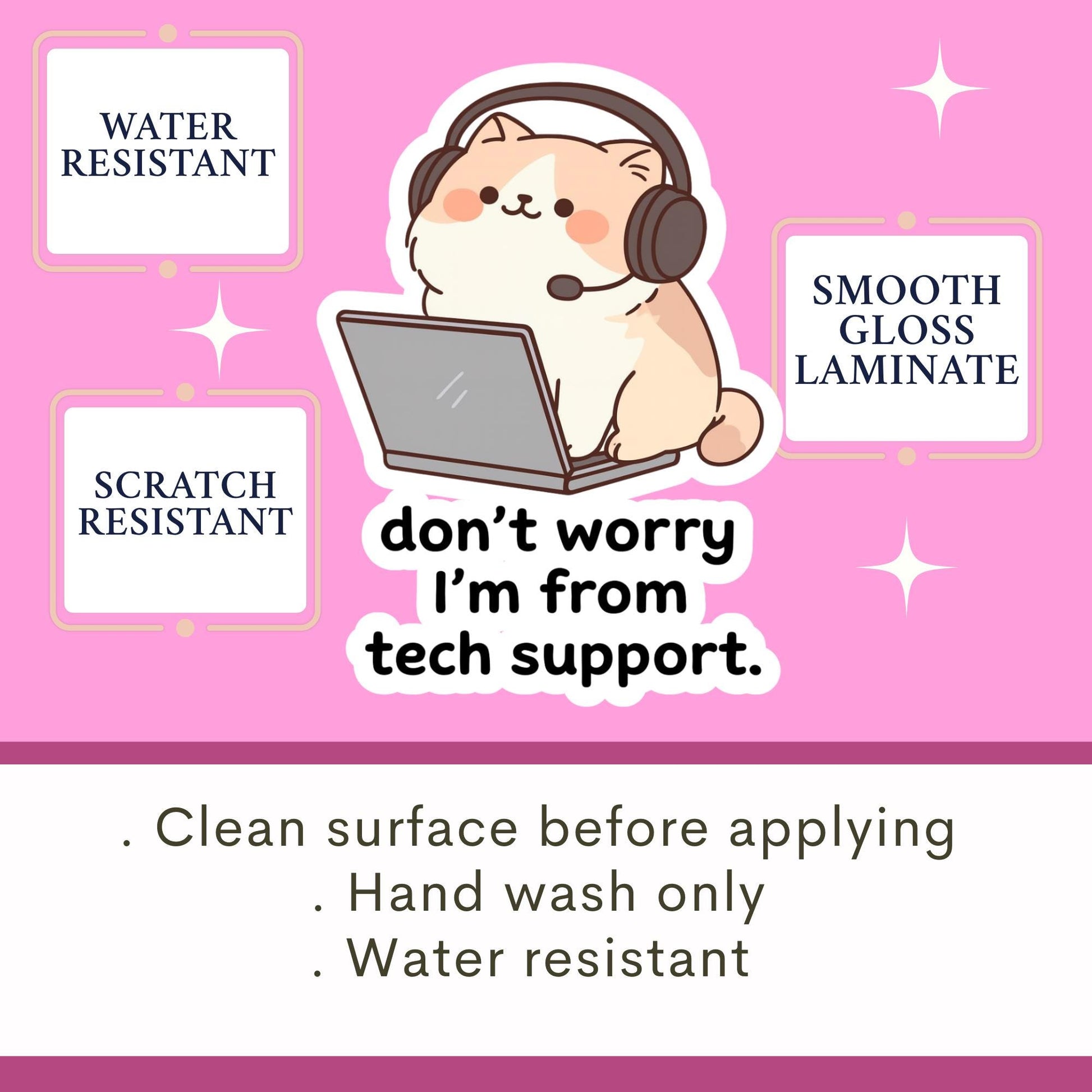 Tech support sticker, Sassy cat Sticker, sarcastic sticker, cat Sticker, sticker, sarcastic sticker, funny cat sticker, Kindle Sticker