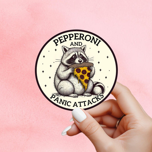 Mental Health Sticker, pepperoni and panic attacks, Anxiety Stickers, Funny Gift, Self Love Decal, self care, mental health, self love