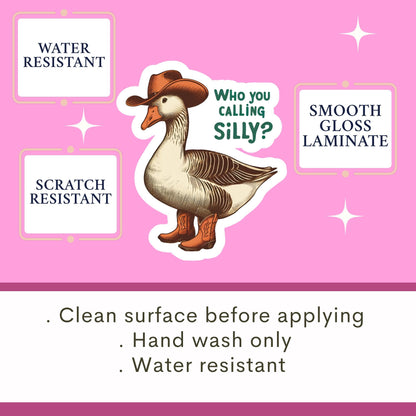 Silly goose Sticker, western sticker, Mental Health Sticker, Anxiety Stickers, Funny Gift, Self Love Decal, self care, mental health