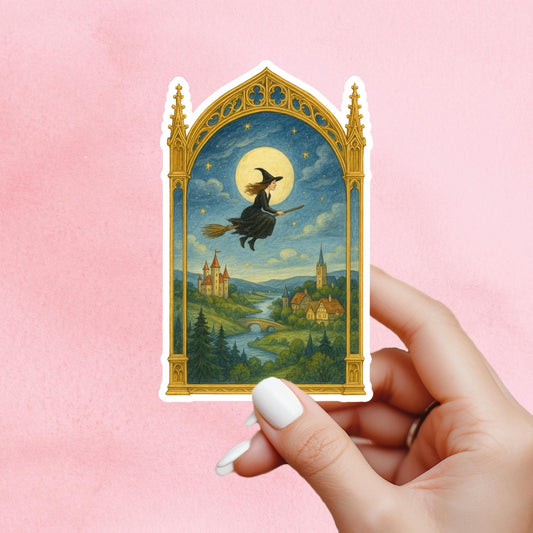 Witch Sticker, fantasy witch Sticker, gothic sticker, Fantasy Bookish Merch, fantasy window sticker, witchy sticker, fairytale sticker