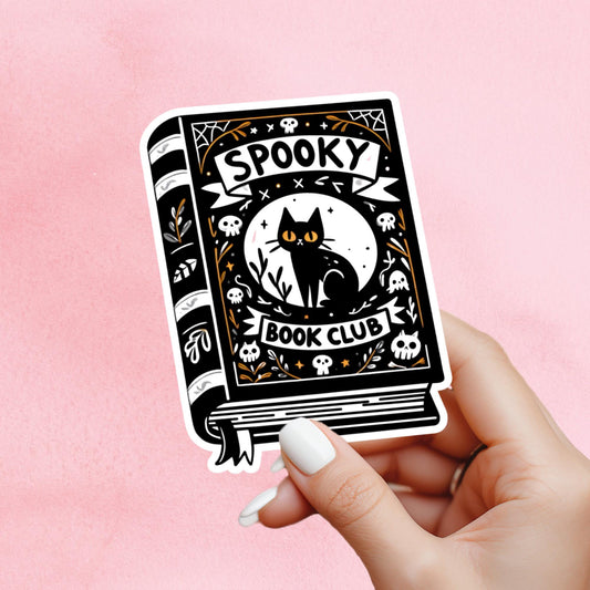 Spooky book sticker, Skeleton sticker, Halloween sticker, fall sticker, kindle sticker, gothic sticker, bookish sticker, spooky reader