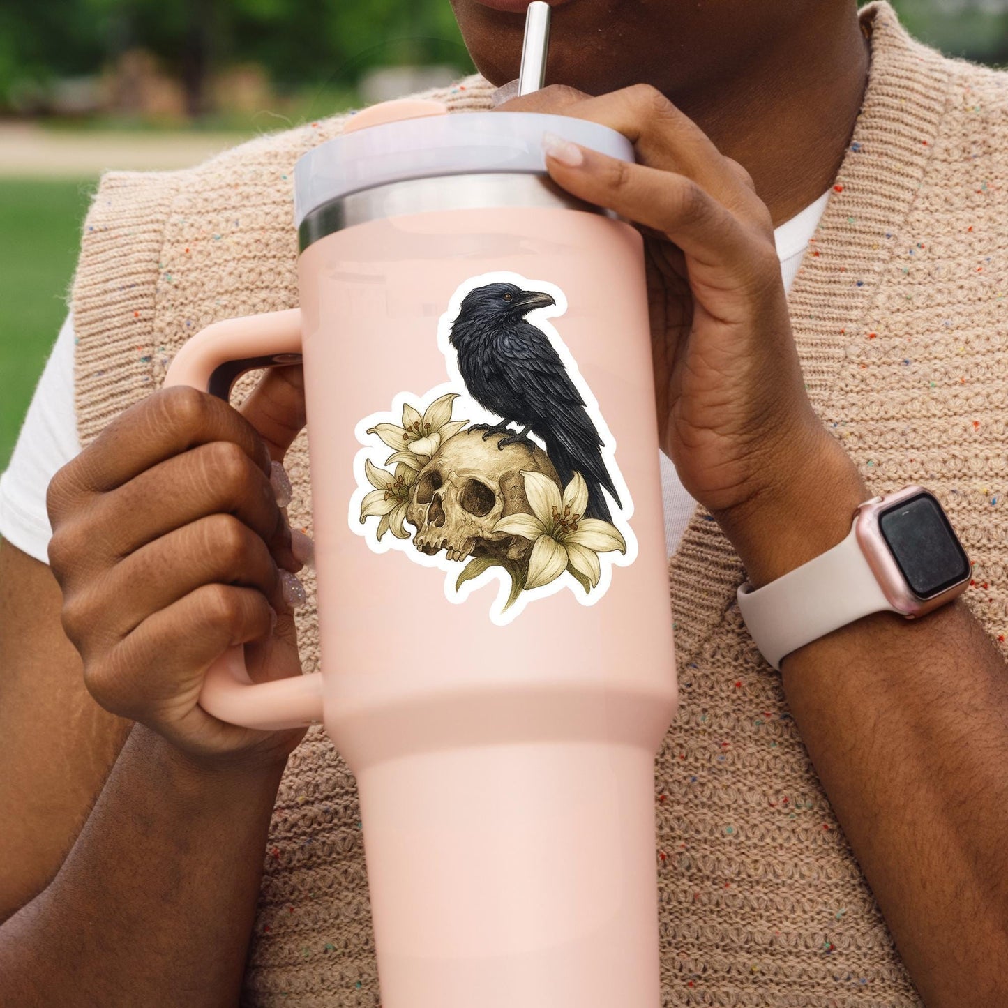 Raven Sticker, Dark Academia sticker, skull sticker, gothic sticker, dark Romance for your water bottle, laptop sticker, kindle sticker