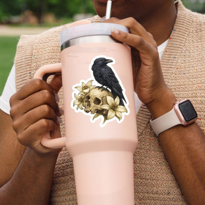 Raven Sticker, Dark Academia sticker, skull sticker, gothic sticker, dark Romance for your water bottle, laptop sticker, kindle sticker