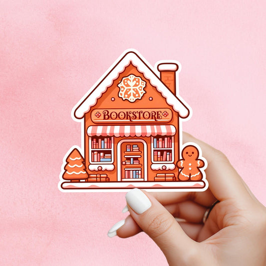 Gingerbread bookstore sticker, reading sticker, Christmas book sticker, kindle sticker, book sticker, fantasy sticker, bookish sticker,