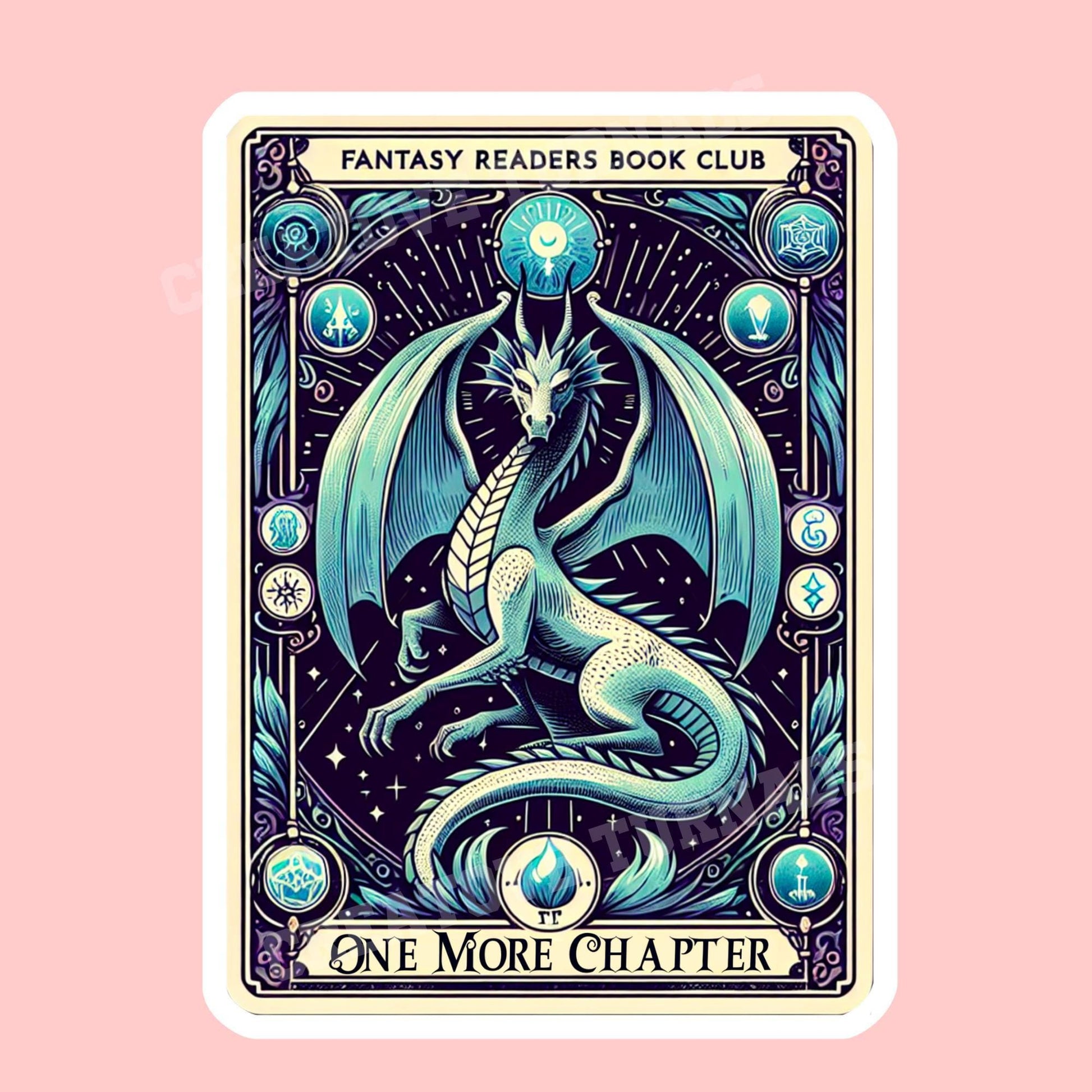Dragon tarot sticker, kindle sticker, book sticker, fantasy sticker, bookish sticker, book stickers, stickers for kindle, one more chapter