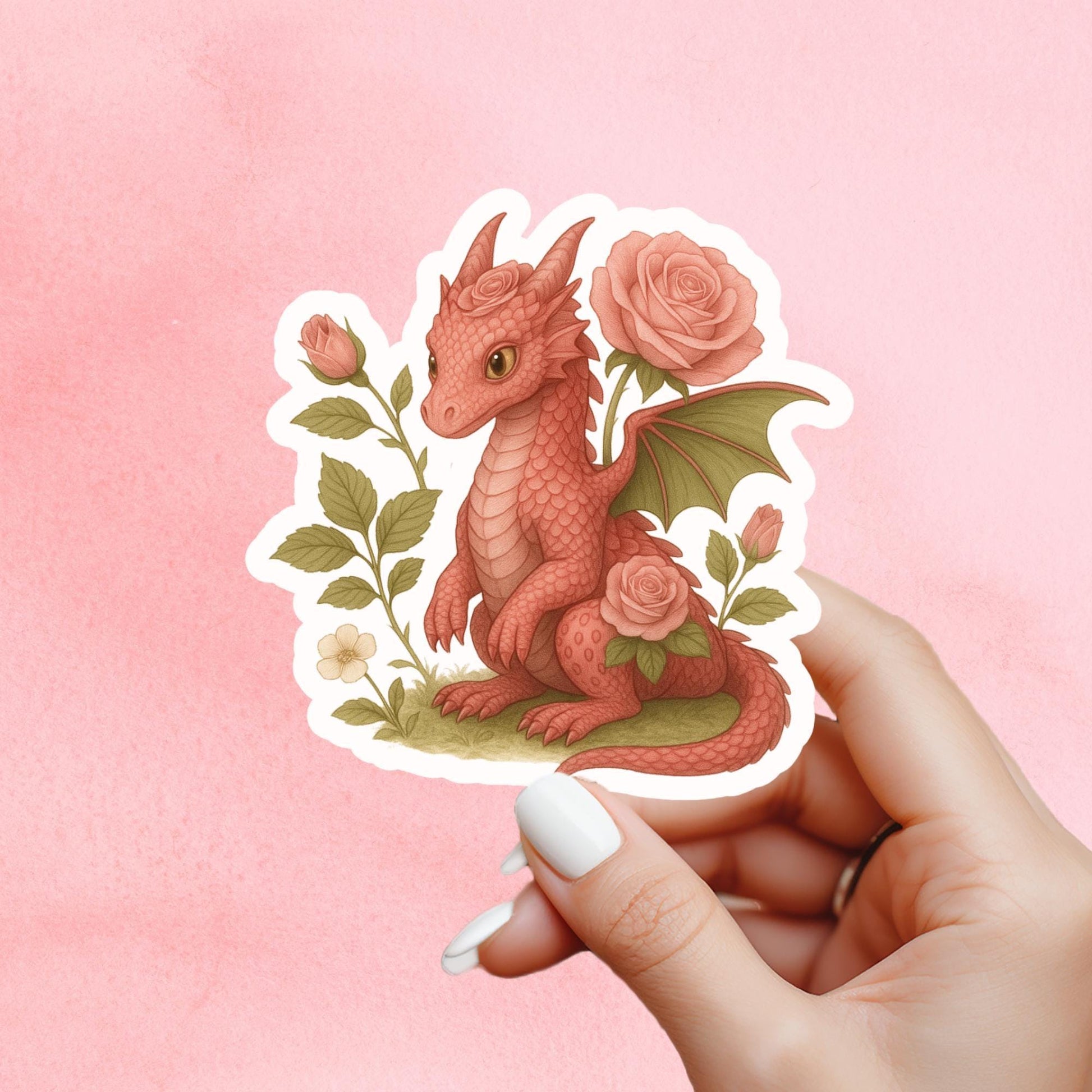 Rose Dragon Book Sticker, Cute Vinyl Sticker, Fantasy Bookish Merch, Book Lover Gift, e-reader Kindle Stickers, Reading Lover, Booktok