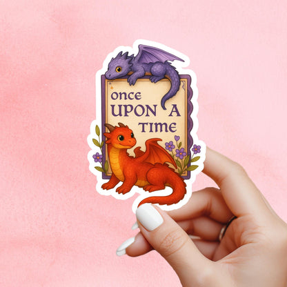Golden Book Sticker, once upon a time sticker, fantasy Vinyl Sticker, Fantasy Bookish Merch, Book Lover Gift, e-reader Kindle Stickers,