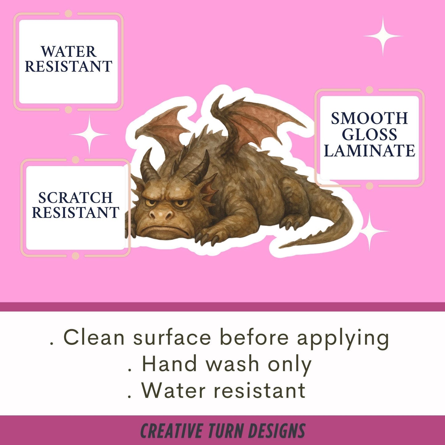 Grumpy Dragon Sticker, dragon Vinyl Sticker, Fantasy Bookish Merch, Book Lover Gift, e-reader sticker, Kindle Stickers, bookish gift