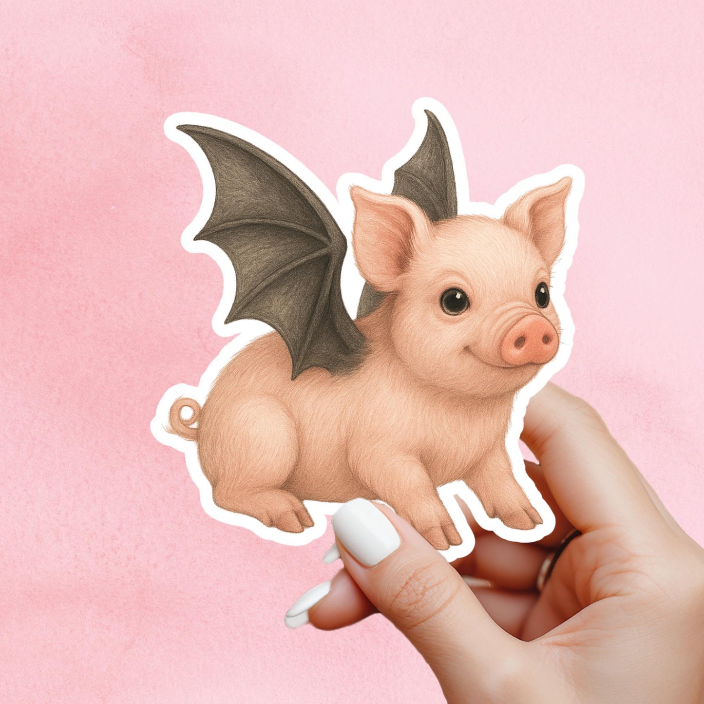 Bat pig Sticker, witchy Sticker, gothic sticker, Fantasy Bookish Merch, Halloween sticker, cute Halloween sticker, spooky sticker, spook art
