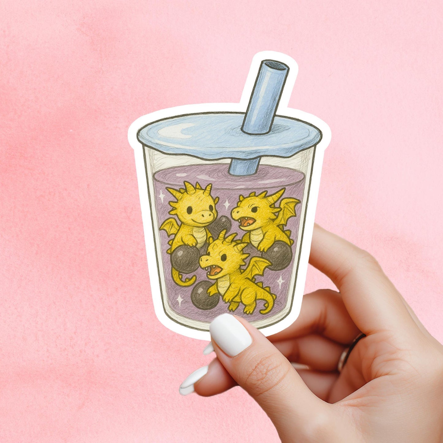 Fantasy boba sticker, Reading sticker, Dragon Book Sticker, fantasy Sticker, Fantasy Bookish Merch, e-reader Kindle Stickers, fantasy gift