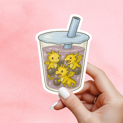 Fantasy boba sticker, Reading sticker, Dragon Book Sticker, fantasy Sticker, Fantasy Bookish Merch, e-reader Kindle Stickers, fantasy gift