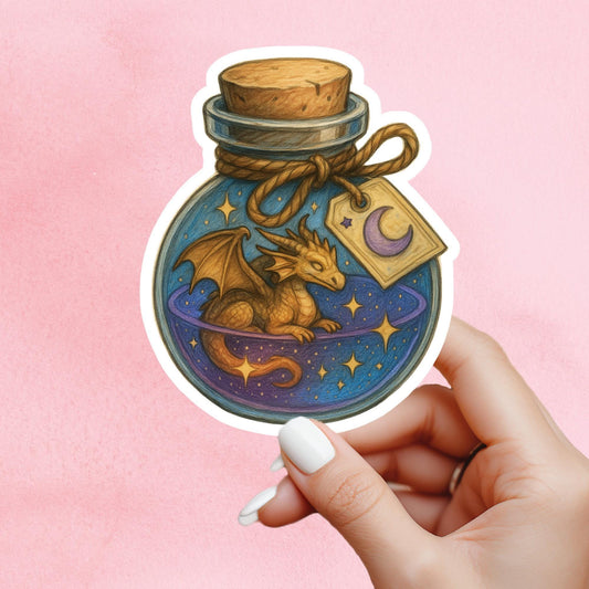 Dragon Book Sticker, potion Vinyl Sticker, Fantasy Bookish Merch, Book Lover Gift, e-reader Kindle Stickers, Reading Lover, Booktok