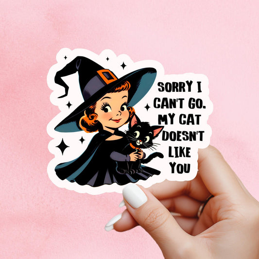My cat doesn’t like you sticker, Black cat Sticker, witch Sticker, gothic sticker, Fantasy Bookish Merch, sarcastic sticker, Kindle Sticker