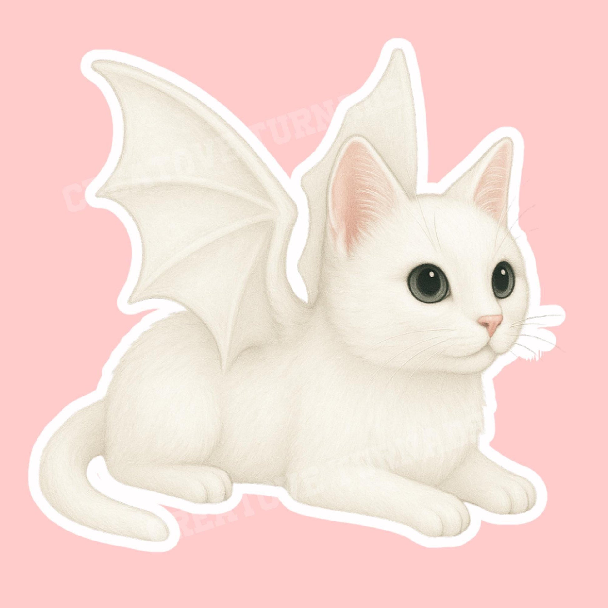 White cat Sticker, Witch Sticker, gothic sticker, Fantasy sticker, Halloween sticker, creepy cat sticker, cute sticker for Halloween
