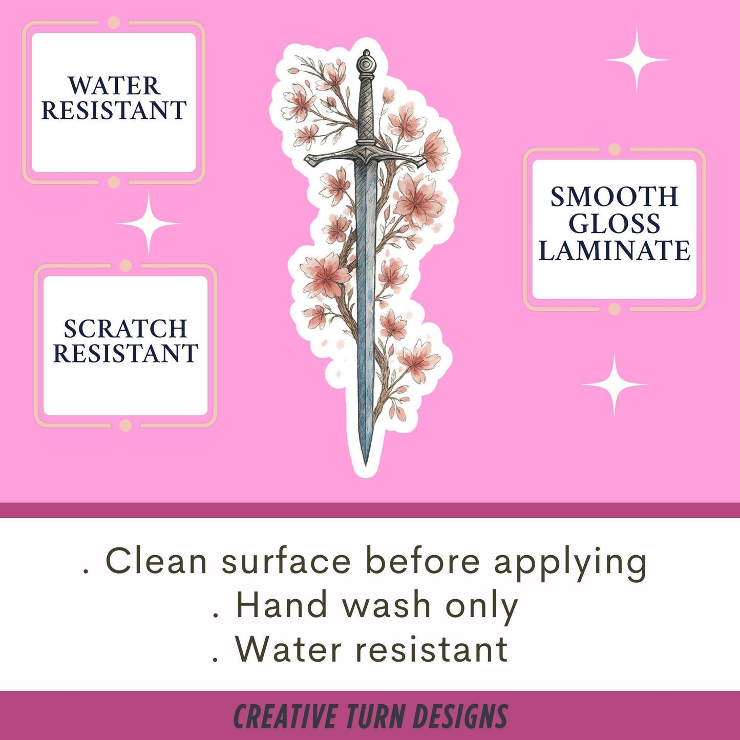 Flower Fantasy sward sticker, Reading sticker, Dragon Book Sticker, fantasy Sticker, Fantasy Bookish Merch, e-reader Kindle Stickers,