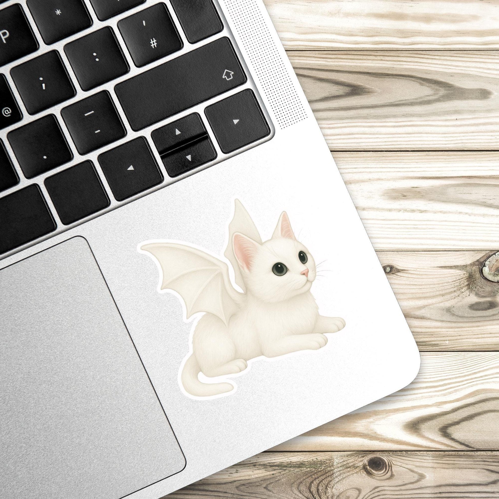 White cat Sticker, Witch Sticker, gothic sticker, Fantasy sticker, Halloween sticker, creepy cat sticker, cute sticker for Halloween