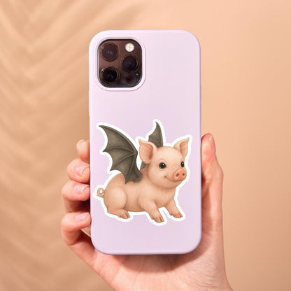Bat pig Sticker, witchy Sticker, gothic sticker, Fantasy Bookish Merch, Halloween sticker, cute Halloween sticker, spooky sticker, spook art