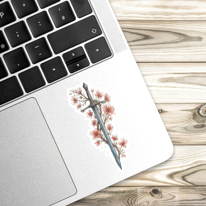 Flower Fantasy sward sticker, Reading sticker, Dragon Book Sticker, fantasy Sticker, Fantasy Bookish Merch, e-reader Kindle Stickers,