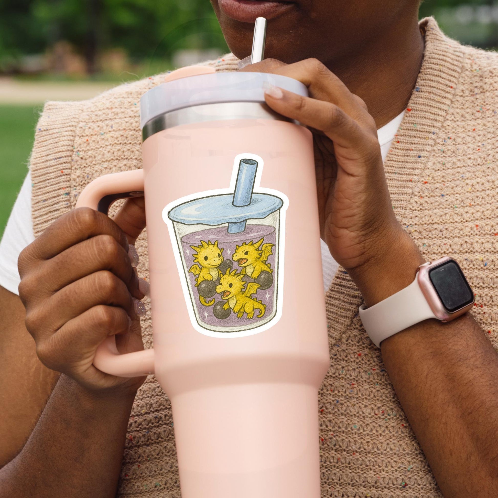 Fantasy boba sticker, Reading sticker, Dragon Book Sticker, fantasy Sticker, Fantasy Bookish Merch, e-reader Kindle Stickers, fantasy gift