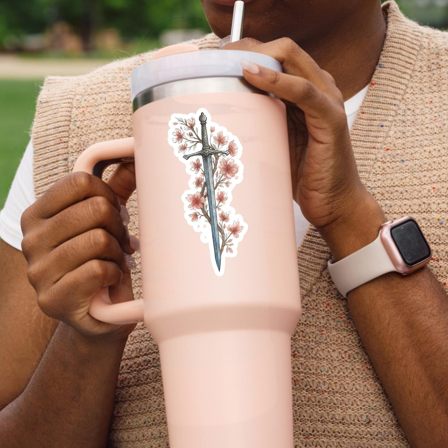 Flower Fantasy sward sticker, Reading sticker, Dragon Book Sticker, fantasy Sticker, Fantasy Bookish Merch, e-reader Kindle Stickers,