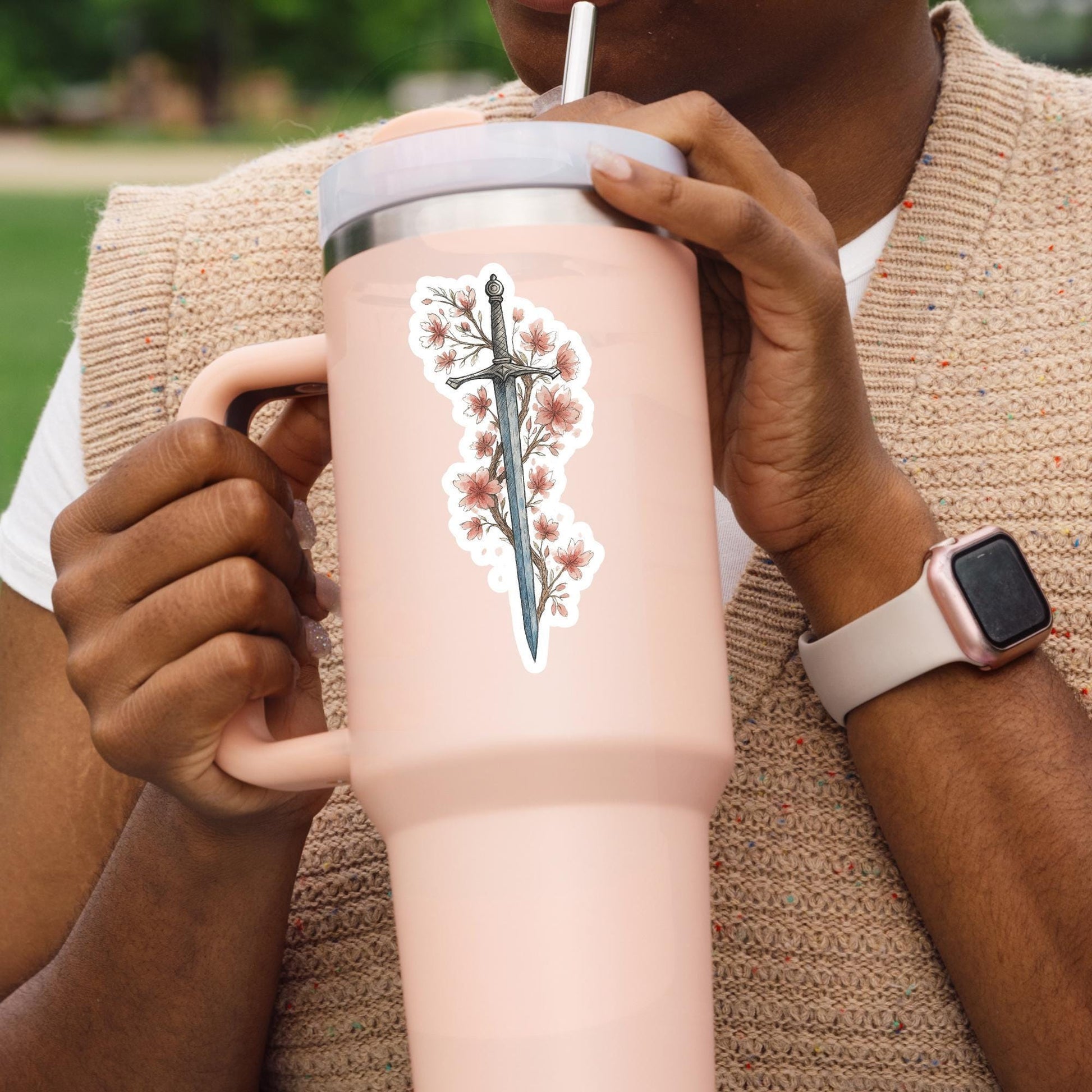 Flower Fantasy sward sticker, Reading sticker, Dragon Book Sticker, fantasy Sticker, Fantasy Bookish Merch, e-reader Kindle Stickers,