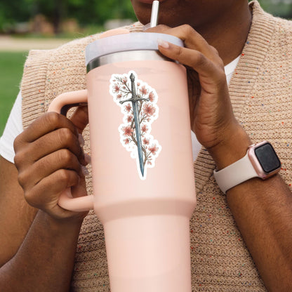 Flower Fantasy sward sticker, Reading sticker, Dragon Book Sticker, fantasy Sticker, Fantasy Bookish Merch, e-reader Kindle Stickers,